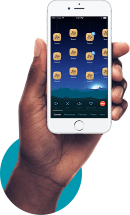 hand with phone relax melodies mobile app
